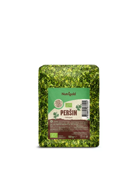Nutrigol peršin usitnjeni dolazi u prozirnom, plastičnom pakiranju od 50g.