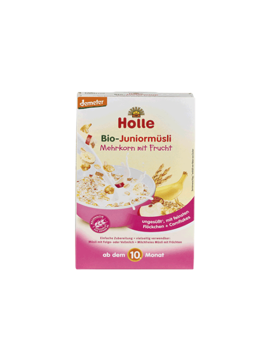 Organski Holle instant dječji muesli s cornflakesom i voćem u kartonskoj ambalaži od 250g
