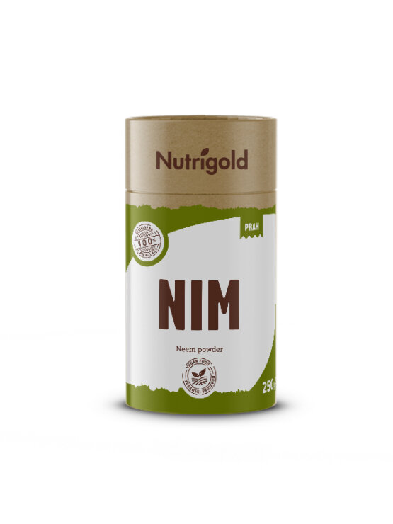 Nutrigold nim prah dolazi u žutom, kartonskom pakiranju od 250g.