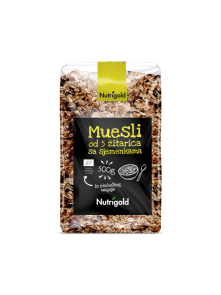 Muesli od 5 žitarica sa sjemnkama dolazi u prozirnom pakiranju od 500g.