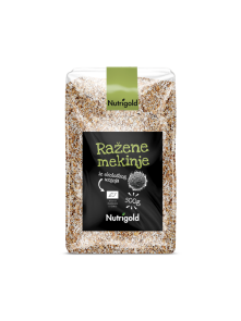 Nutrigold ražene mekinje u prozirnoj, plastičnoj ambalaži od 500g.