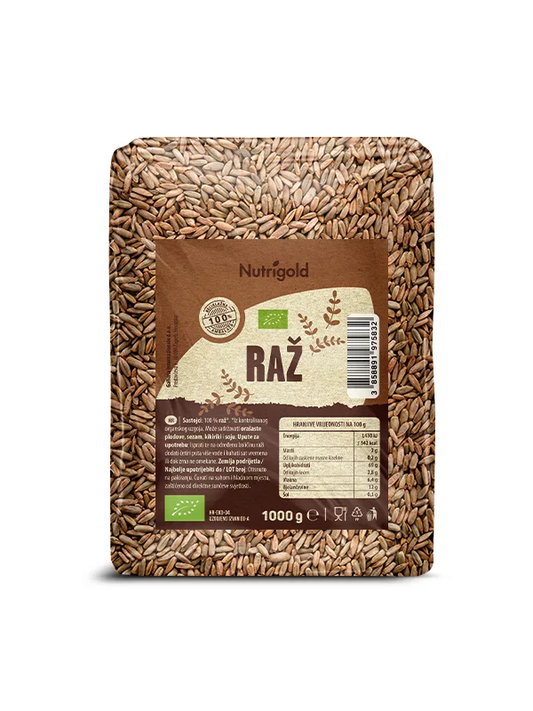 Nutrigold organska raž u prozirnoj ambalaži od 1000g