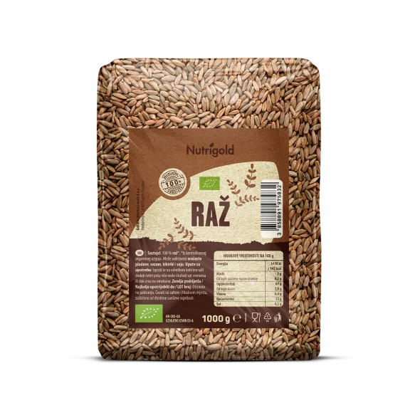 Nutrigold organska raž u prozirnoj ambalaži od 1000g