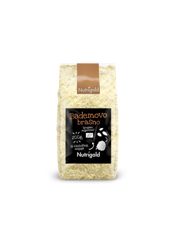 Nutrigold organsko krupnije mljeveno bademovo brašno u prozirnoj ambalaži od 200 grama