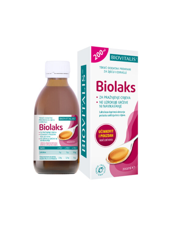Biovitalis tekući dodatak prehrani za pražnjenje crijeva za djecu i odrasle u tamnoj bočici od 200 ml