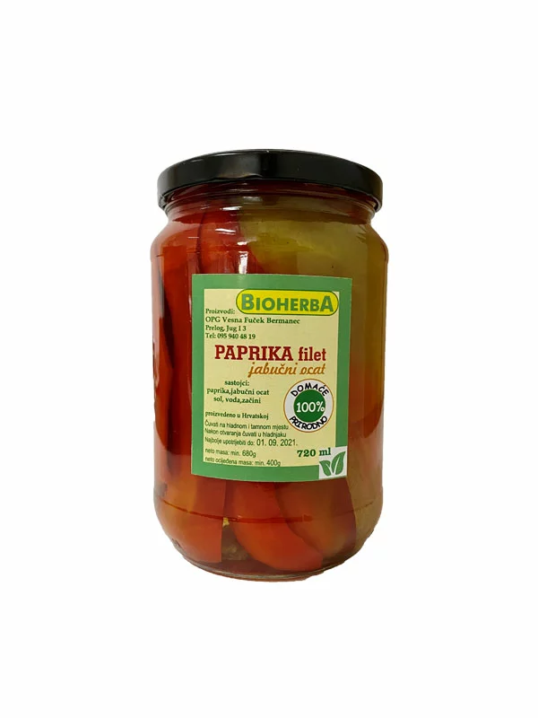 BioHerba paprika filet u jabučnom octu u staklenoj ambalaži od 720 ml