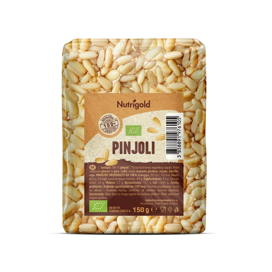 Nutrigold Organski pinjoli u smeđoj ambalaži od 150 grama