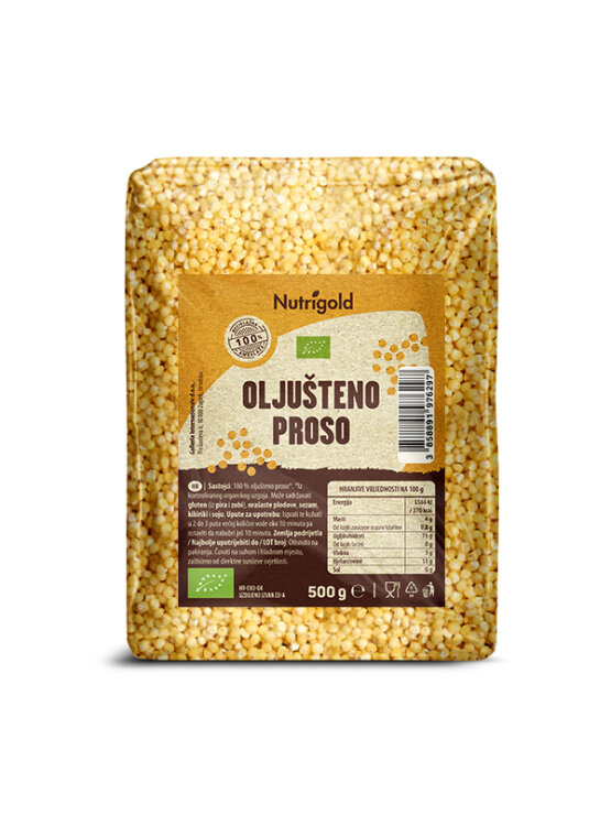 Nutrigold organsko oljušteno proso u prozirnoj ambalaži od 500g