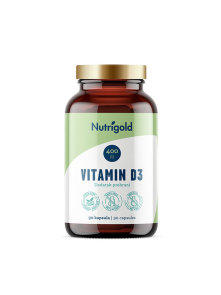 Nutrigold vitamin D3 veganske kapsule u tamnoj ambalaži od 90 kapsula