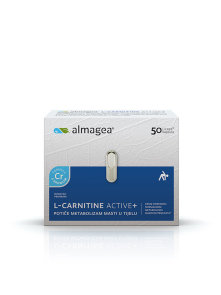 Almagea L-Carnitine Active+ in a cardboard packaging containing 50 capsules
