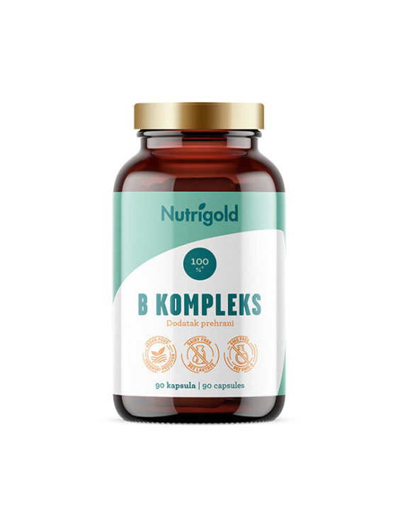 Nutrigold vitamin B kompleks u staklenoj bočici s 90 veganskih kapsula