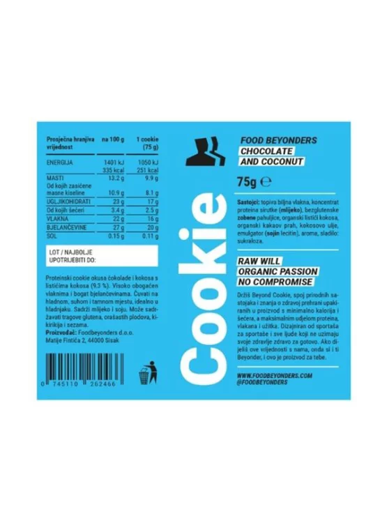 Beyond proteinski Cookie - Čokolada i kokos 75g Food Beyonders