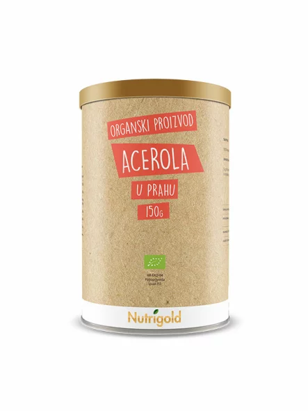Nutrigold acerola u prahu iz organskog uzgoja dolazi u papirnatoj kutiji od 150g.
