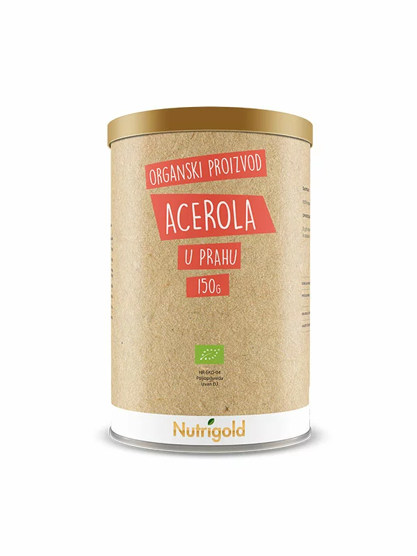 Nutrigold acerola u prahu iz organskog uzgoja dolazi u papirnatoj kutiji od 150g.