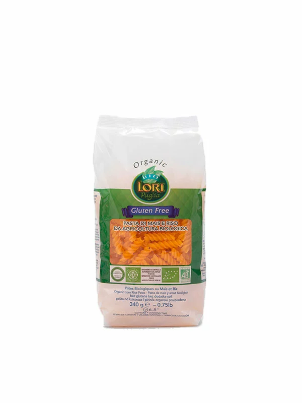 Tjestenina od riže i kukuruza u plastičnoj ambalaži od 500g.