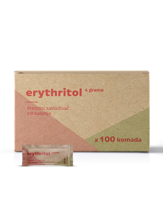 Eritrit  dolazi u papirnatoj vrećici od 4g po 100 komada po pakiranju.