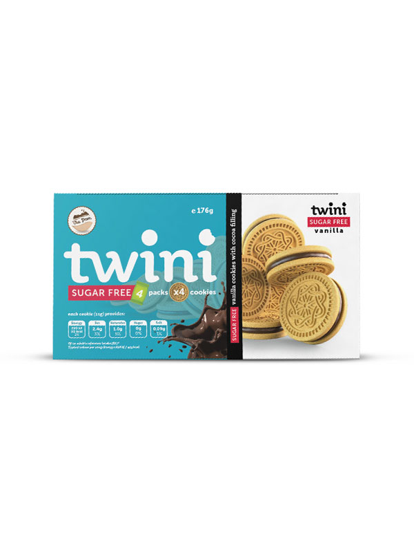Twini Vanilla Sandwich Cookies Cocoa Filling Healthy Food Factory