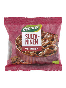 Dennree Grožđice "Sultanas" s mliječnom čokoladom u plastičnom pakiranju od 100g.