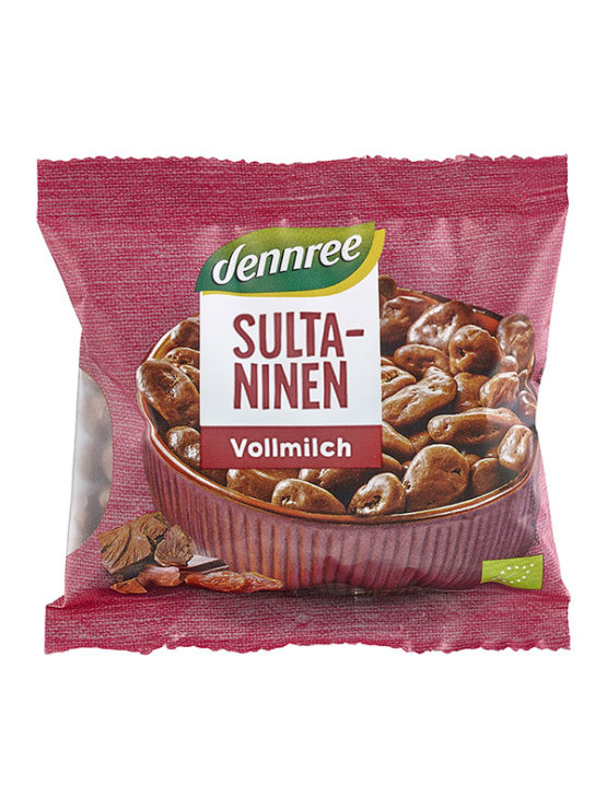 Dennree Grožđice "Sultanas" s mliječnom čokoladom u plastičnom pakiranju od 100g.