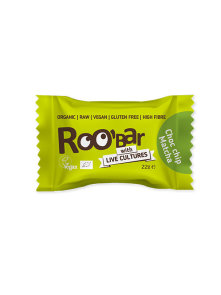 Roobar organska energetska kuglica s probiotikom u pakiranju od 22g. Matcha i komadići čokolade.