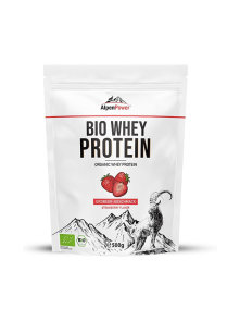 Alpen power whey protein jagoda organska u bijeloj ambalaži 500g