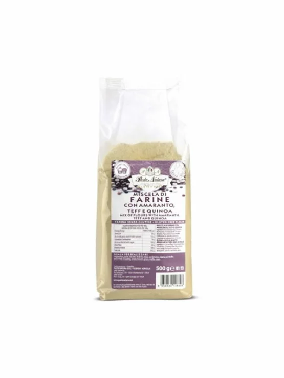 Pasta Natura brašno bz glutena od teffa, amaranta i quinoe u prozirnoj ambalaži od 500g