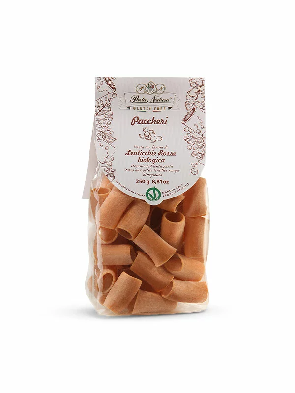 Organska Pasta Natura Tjestenina od crvene leće paccheri  bez glutena u pakiranju od 250g
