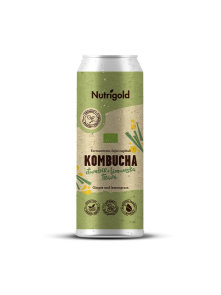 Nutrigold oirganska kombucha s đumbirom i limunskom travom u zelenoj limenci od 330ml