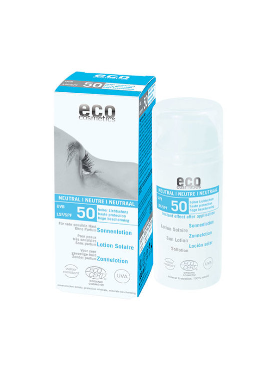 Eco Cosmetics Krema za sunčanje SPF 50 za osjetljivu kožu u kartonskoj ambalaži od 100ml