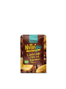 Nutrigold organski lješnjak i čips od banane u prozirnoj ambalaži od 75g