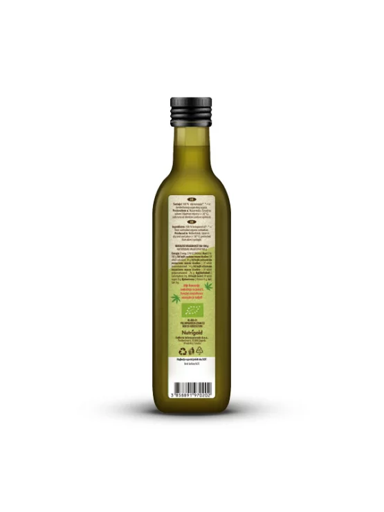 Nutrigold ulje konoplje u tamnoj, staklenoj ambalaži od250ml.