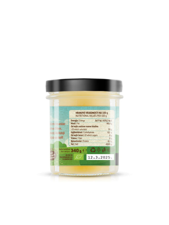 Nutrigold ghee - organski pročišćeni maslac u staklenoj ambalaži od 340g