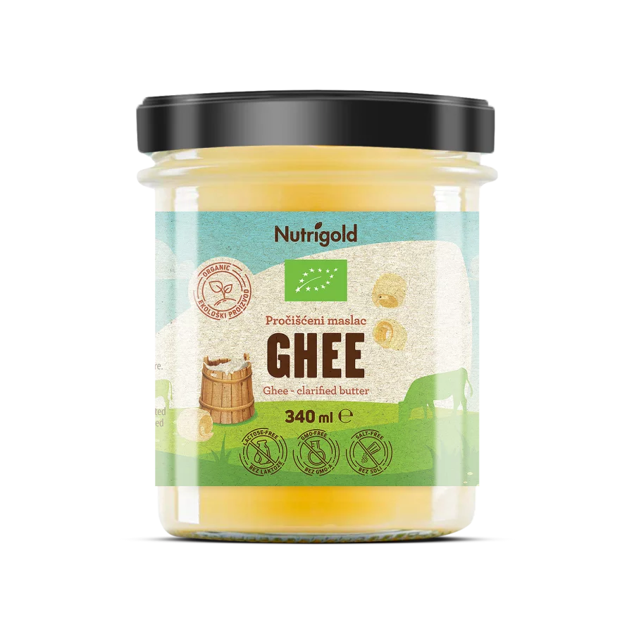 Nutrigold ghee - organski pročišćeni maslac u staklenoj ambalaži od 340g