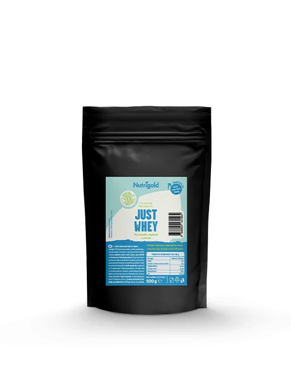 Nutrigol Just Whey protein koncentrat 80% u crnoj vrećici od 500g