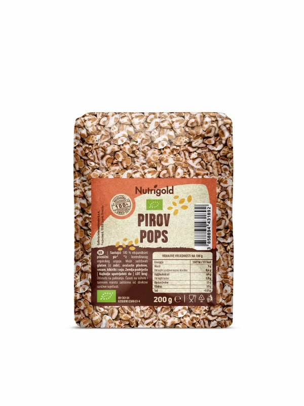 Nutrigold organski pirov pops u prozirnoj ambalaži od 200g