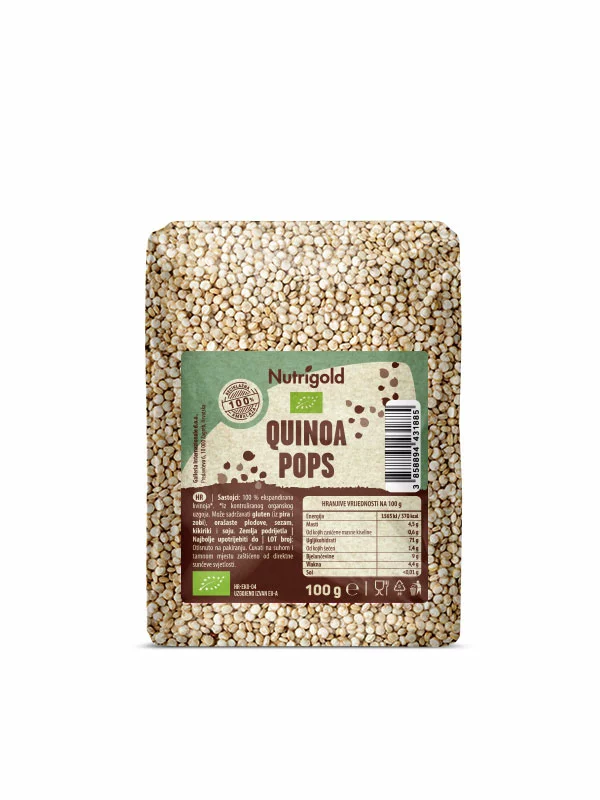 Nutrigold quinoa pops organski u pakiranju od 100g