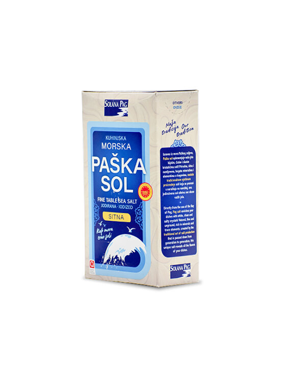 Paška morska sol Sitna u pakiranju plavo bijele boje od 1 kg Solana Pag
