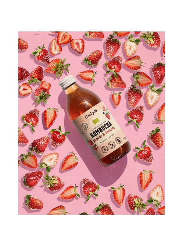 Kombucha Jagoda & Lavanda u ekološkom staklenom pakiranju od 330ml Nutrigold