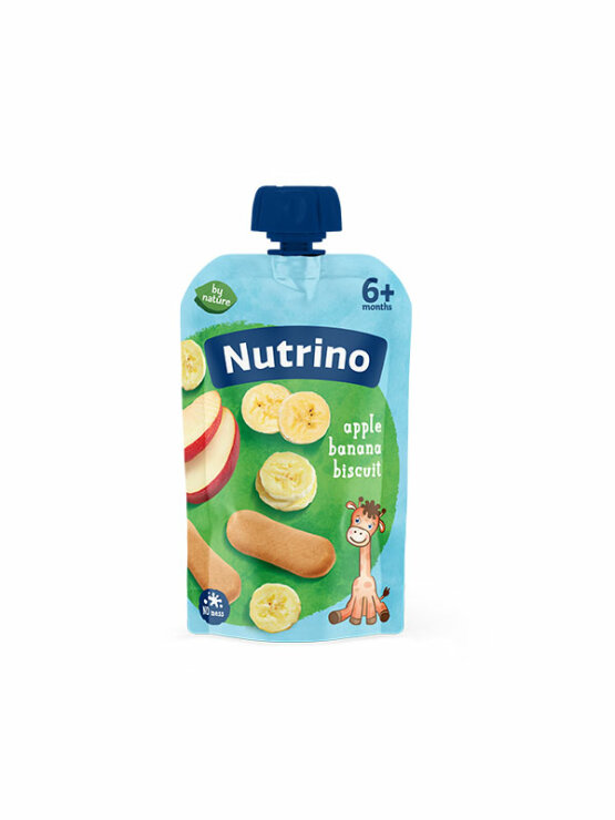 Nutrino Voćni pire - jabuka i banana s keksom u ambalaži od 100g