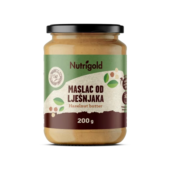 Nutrigold organski Maslac od lješnjaka 100% čisti u plastičnoj ambalaži 200g