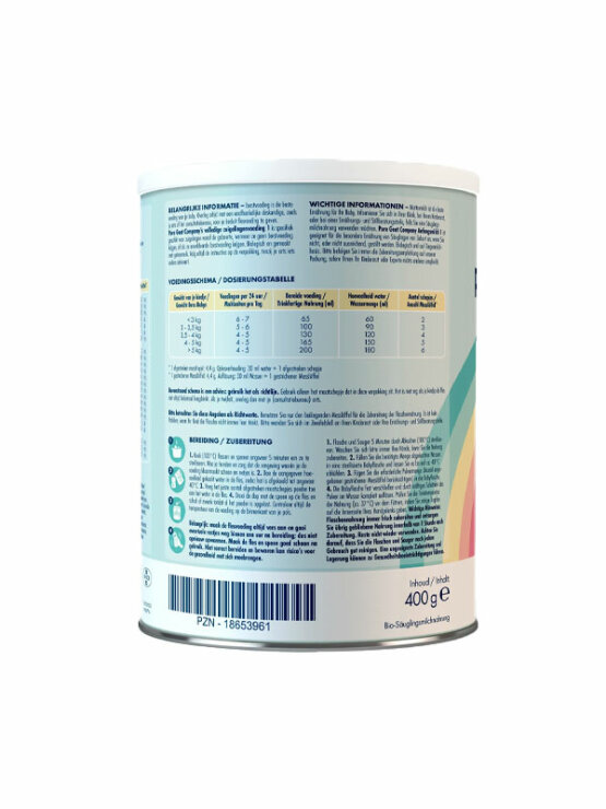 Pure Goat Početna formula za dojenčad na bazi kozjeg mlijeka 1 (od rođenja) - Organska u ambalaži od 400 g