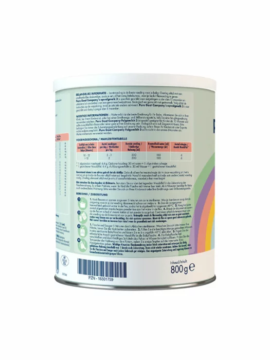 Prijelazna formula za dojenčad na bazi kozjeg mlijeka 3 (od 10. mjeseca) - Organska 800 g Pure Goat