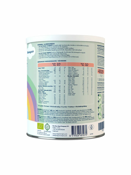 Pure Goat Prijelazna formula za dojenčad na bazi kozjeg mlijeka 3 (od 10. mjeseca) - Organska u ambalaži od 400 g