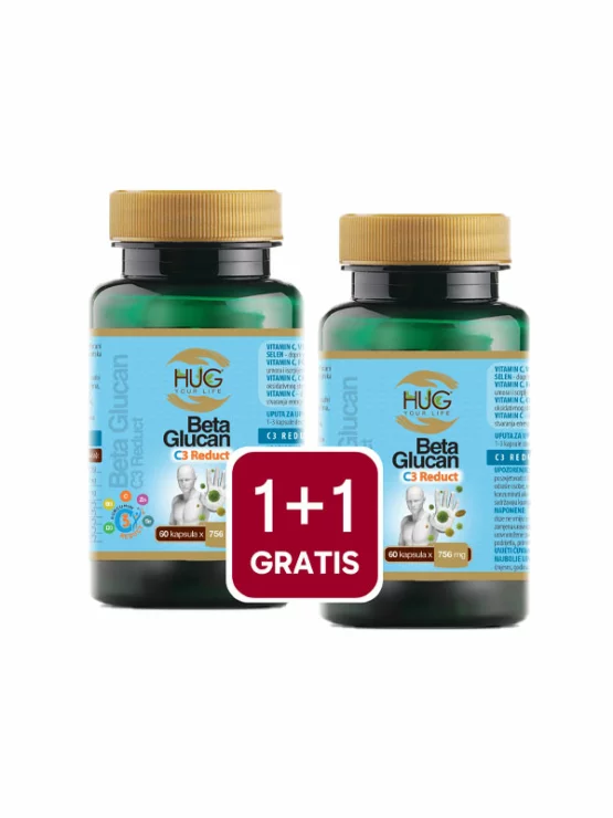 1+1  Beta Glucan & C3 Reduct 2x 60 x 756mg Kapsule - Hug Your Life