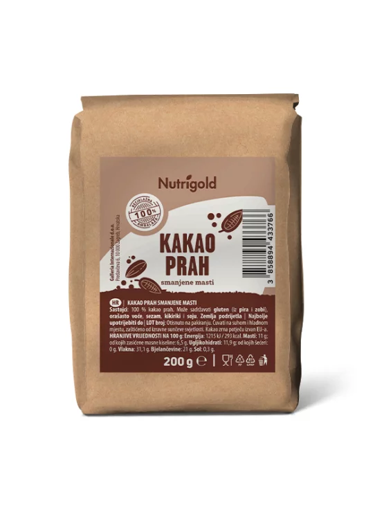 Nutrigold kakao prah u papirnatoj ambalaži od 200g