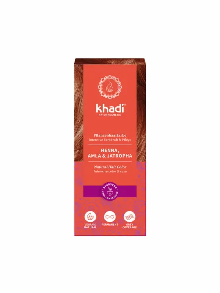 Biljna boja za kosu Crvena (kana & amla & jatropha) - 100g Khadi
