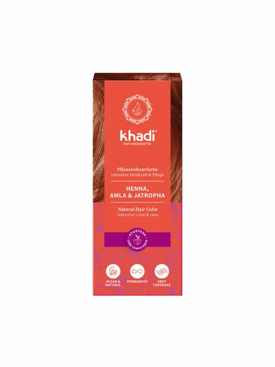 Biljna boja za kosu Crvena (kana & amla & jatropha) - 100g Khadi