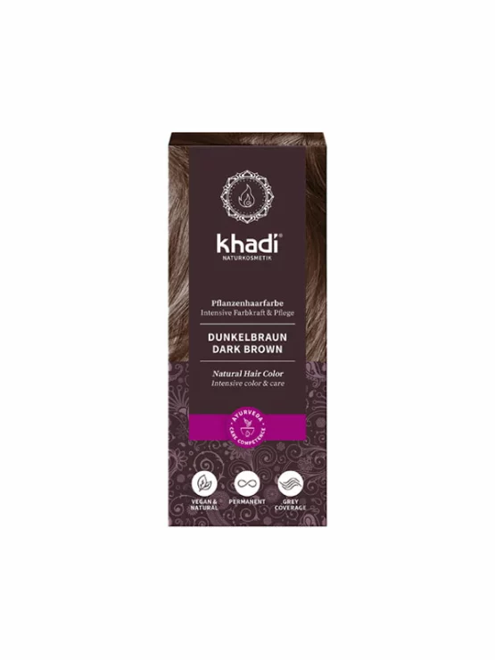 Biljna boja za kosu Tamno smeđa - 100g Khadi