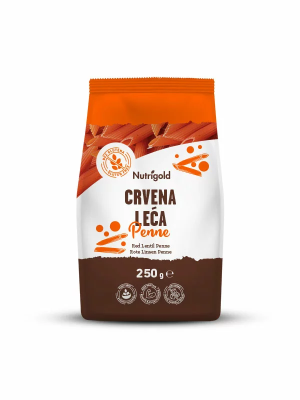 Nutrigold tjestenina od crvene leće bez glutena  u pakiranju od 250g