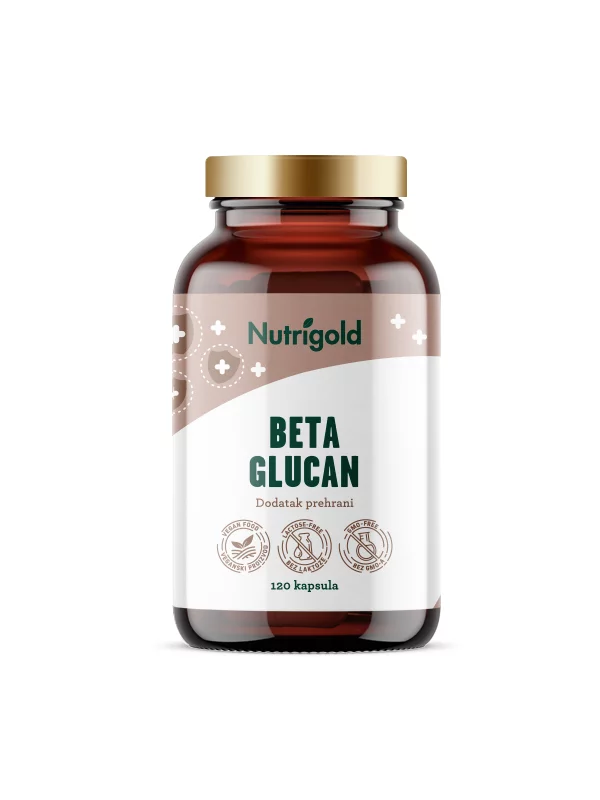 Nutrigold beta glucan veganske kapsule u bočici